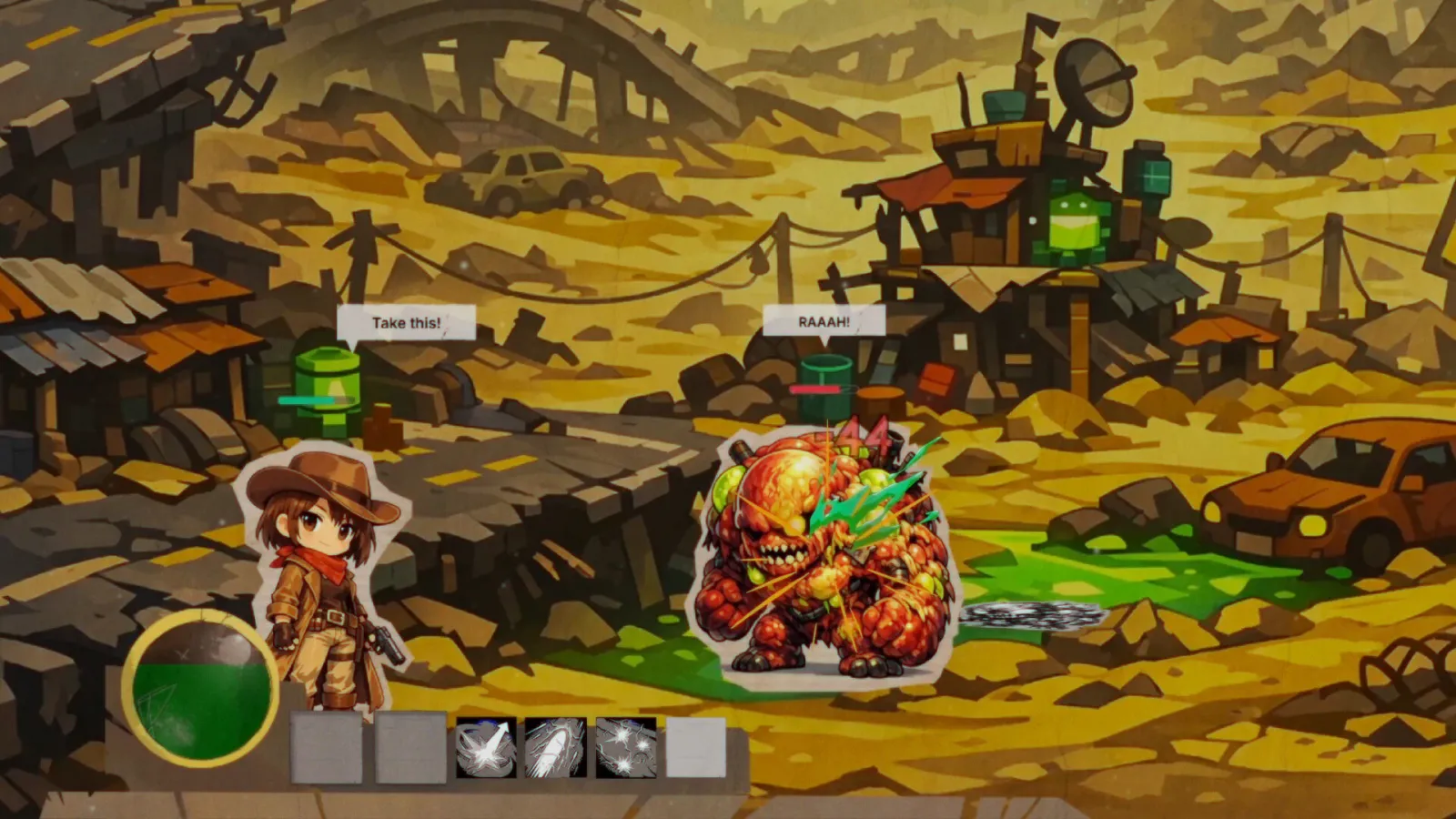 Unscriptum combat in a generated wasteland setting
